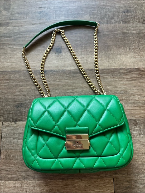 kate spade Handbags - Green Quilted Kate Spade Shoulder Bag with Gold Hardware